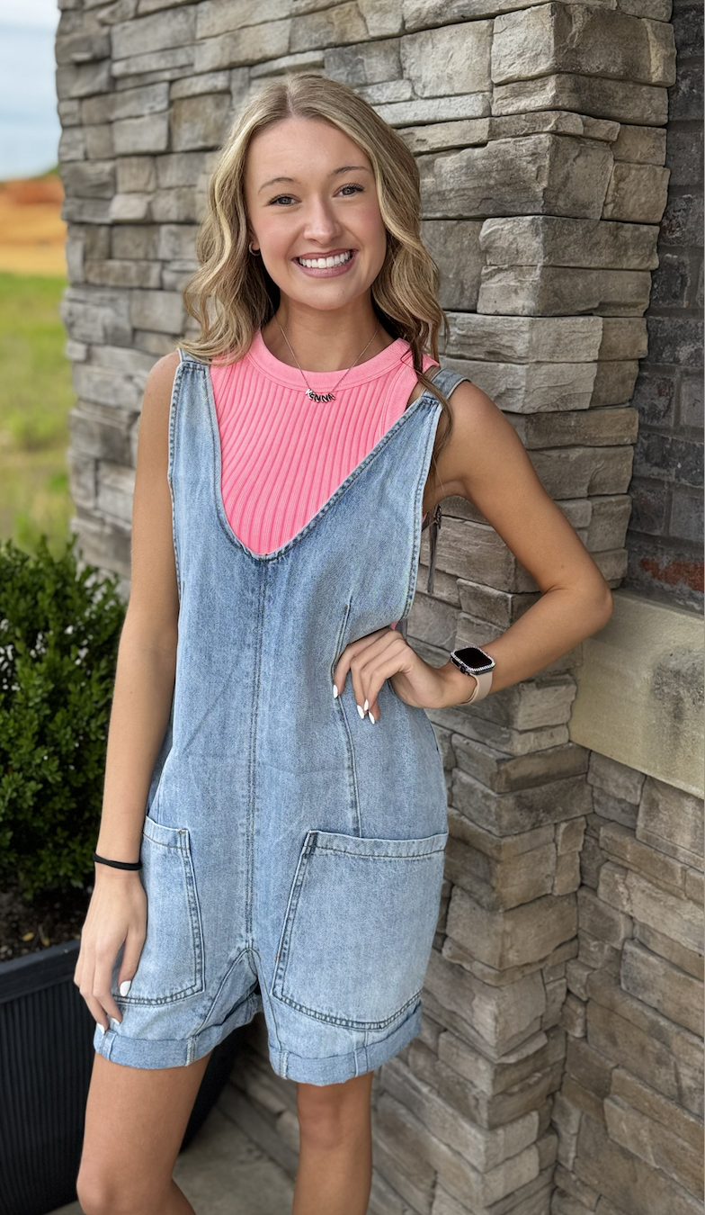 Out And About Denim Romper