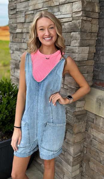 Out And About Denim Romper
