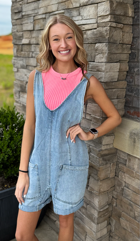 Out And About Denim Romper
