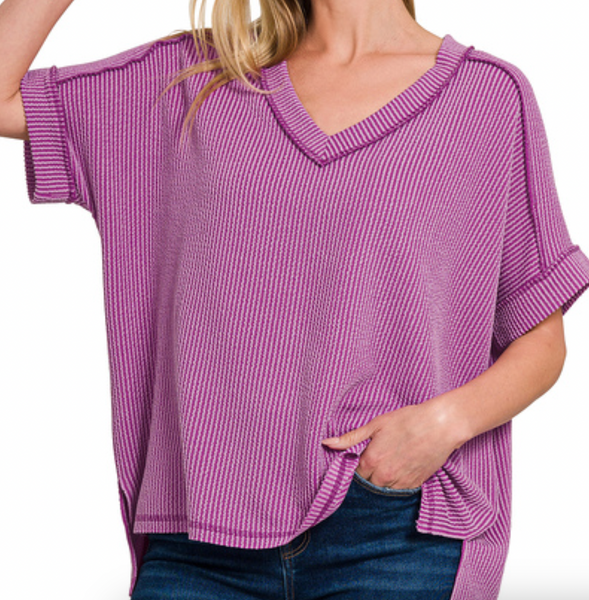 Everywhere Ribbed Top Plum