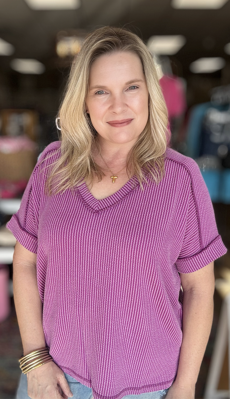 Everywhere Ribbed Top Plum