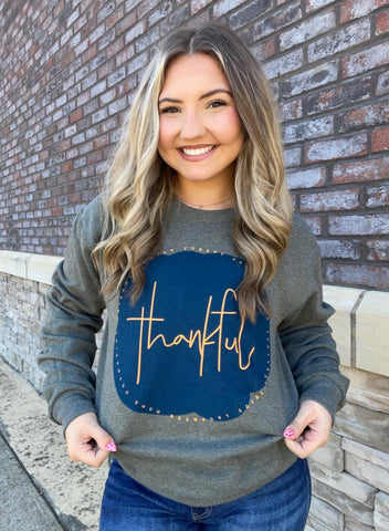 Green Thankful Circle Sweatshirt