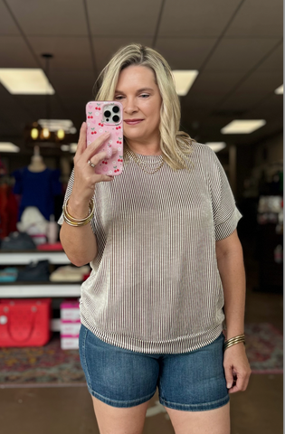 Living Right Ribbed Top Mocha