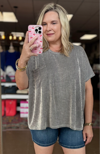 Basic Notion Ribbed Oversized Top Black