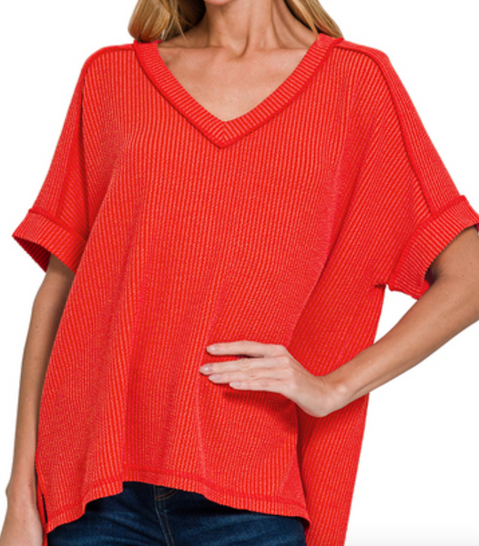 Everywhere Ribbed Top Tomato
