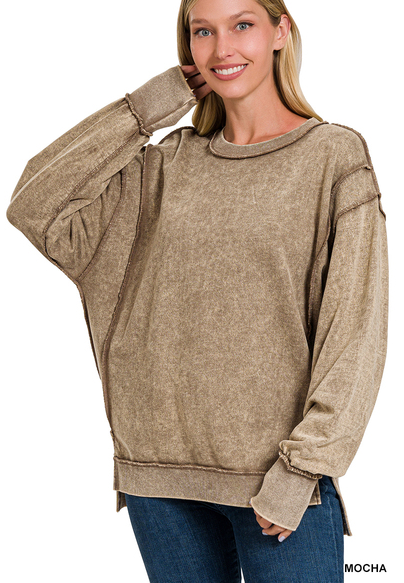 Acid Wash Mocha Pullover