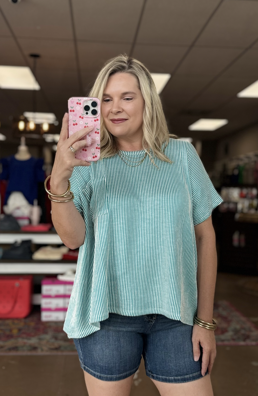 Basic Notion Ribbed Oversized Top Teal