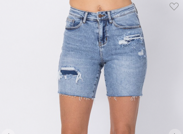 Judy Blue Mid Length Patch Shorts